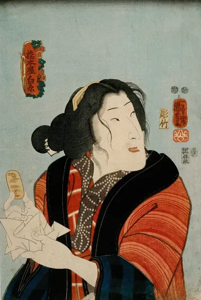 Bandō Shūka as Hashimotoya Shiraito av Utagawa Kuniyoshi