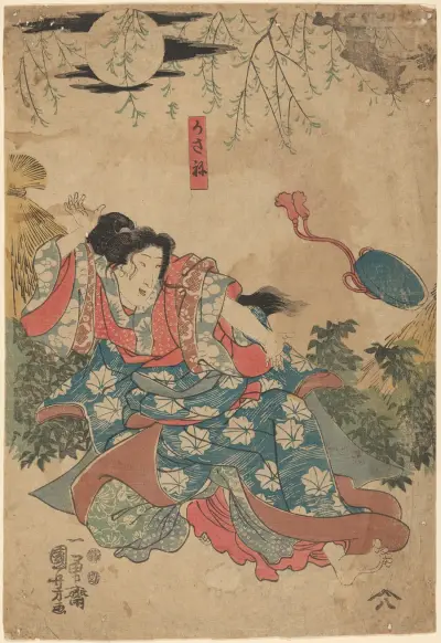 Female Figure Tossing a Purse av Utagawa Kuniyoshi