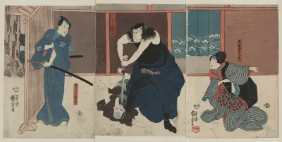 Igami no gonta gonta nyōbō kosen shūme kokingo av Utagawa Kuniyoshi