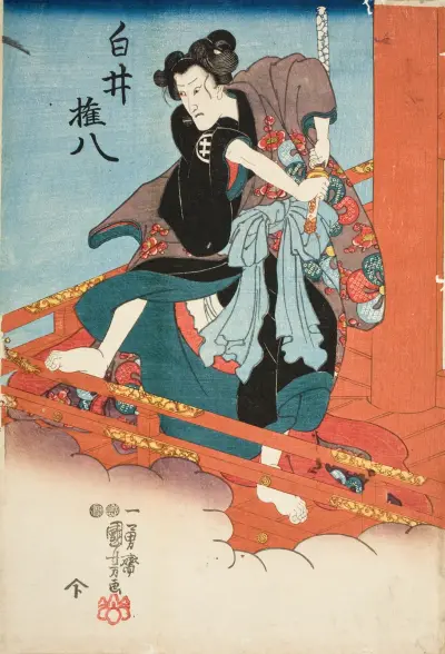 Iwai Hanshirō V in the Role of Shirai Gonpachi av Utagawa Kuniyoshi