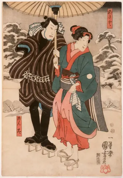 Osayo and Genta av Utagawa Kuniyoshi