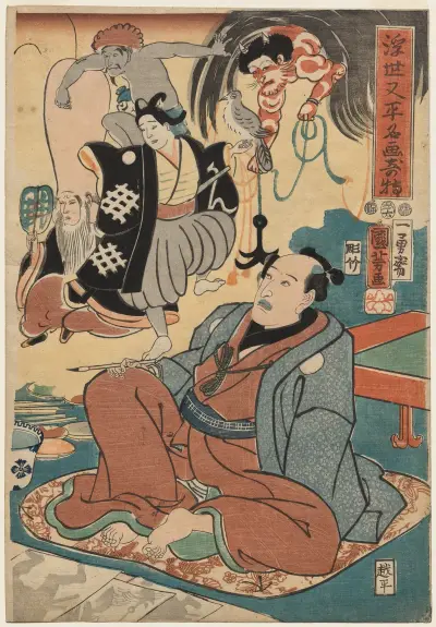 The Strange Occurrence of Ukiyo Matahei and his Famous Paintings, 1853 – nr 2 av Utagawa Kuniyoshi