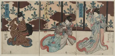 Tsubone iwafuji chūrō onoe meshitukai hatsu av Utagawa Kuniyoshi