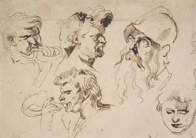 Studienblatt mit Köpfen von Anthony van Dyck