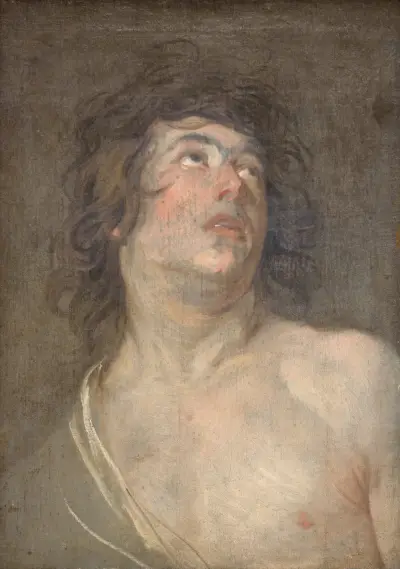 Study Head of a Young Man Looking Upwards. St Sebastian av Anthony van Dyck