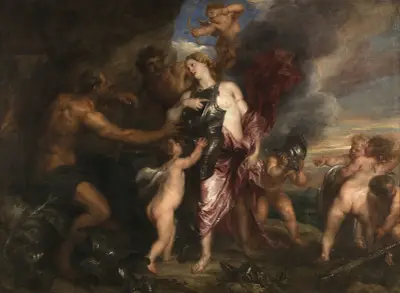 Thetis receives the new armour for Achilles in Vulcan’s forge av Anthony van Dyck