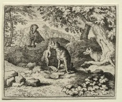 Badger Comes to Warn Reynard av Allaert van Everdingen