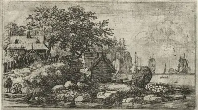 Landscape with Two Empty Boats av Allaert van Everdingen