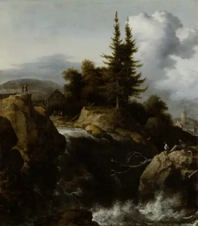 Landscape with Waterfall av Allaert van Everdingen