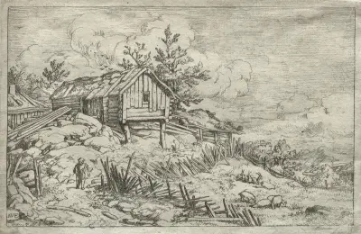 Man in Gateway of Deserted House av Allaert van Everdingen
