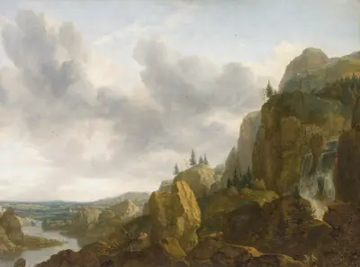 Northern Mountain Landscape with Waterfall av Allaert van Everdingen