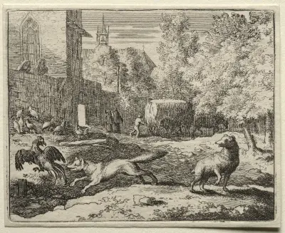 Reineke Fuchs auf der Hühnerjagd von Allaert van Everdingen