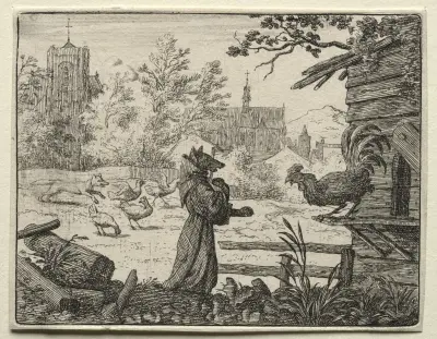 Reynard Disguised as a Monk av Allaert van Everdingen