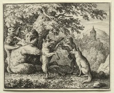 Reynard Equipped for his Pilgrimage av Allaert van Everdingen