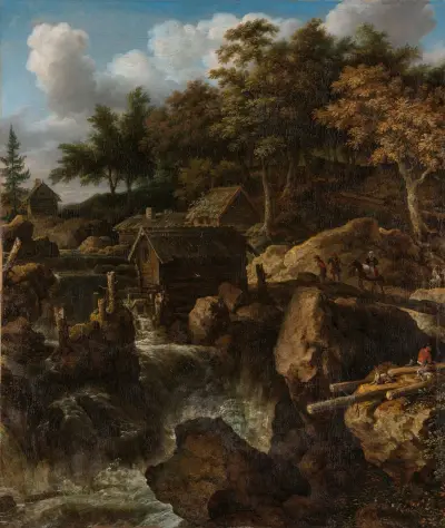 Swedish Landscape with a Waterfall av Allaert van Everdingen