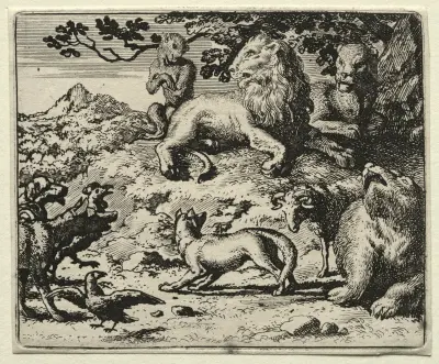 Die Tiere beklagen sich über die Begnadigung des Reineke von Allaert van Everdingen