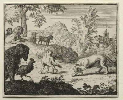 The Combat Between Reynard and the Wolf av Allaert van Everdingen