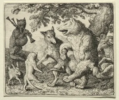 The Wolf and the Bear Celebrate Their Freedom av Allaert van Everdingen