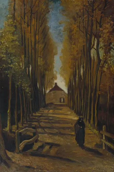 Avenue of Poplars in Autumn av Vincent van Gogh