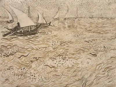 Boats at Saintes-Maries av Vincent van Gogh