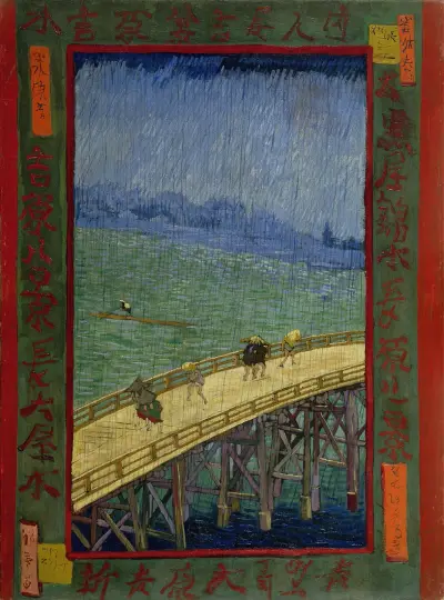 Bridge in the rain (after Hiroshige) av Vincent van Gogh