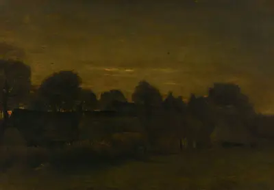 Farming Village at Twilight av Vincent van Gogh