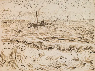 Fishing Boats at Saintes-Maries-de-la-Mer av Vincent van Gogh