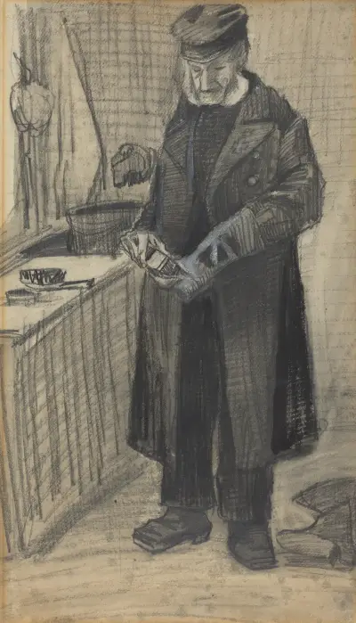 Man Polishing A Boot av Vincent van Gogh