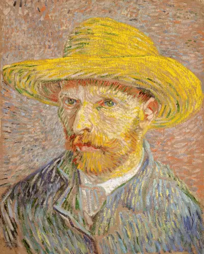 Self-Portrait with a Straw Hat av Vincent van Gogh