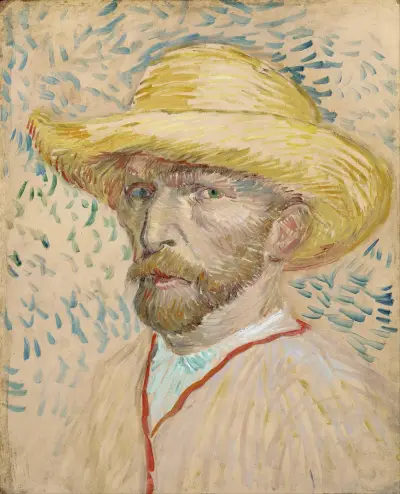Self-portrait with straw hat av Vincent van Gogh