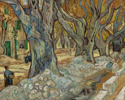 The Large Plane Trees (Road Menders at Saint-Rémy) av Vincent van Gogh