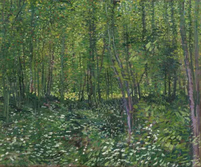 Trees and undergrowth av Vincent van Gogh
