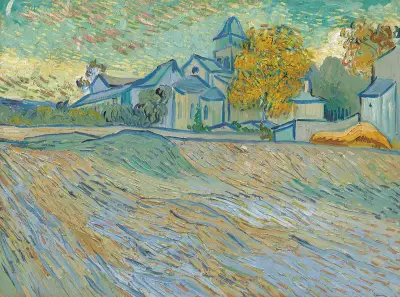 Vue de l’asile et de la Chapelle Saint-Paul de Mausole (Saint-Rémy) av Vincent van Gogh