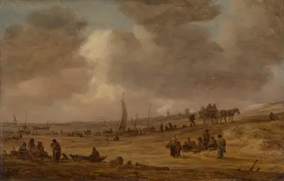 Strand med fiskebåtar av Jan van Goyen