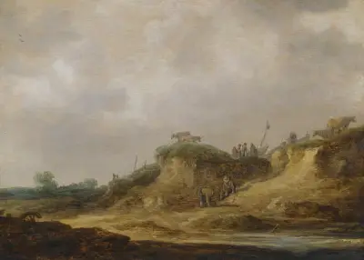 Dynlandskap med boskapsvaktande herdar av Jan van Goyen