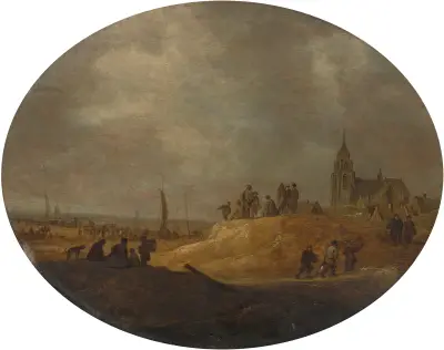 Utsikt över Scheveningen från dynerna av Jan van Goyen