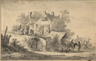 Ryttare vid en lantkrog av Jan van Goyen