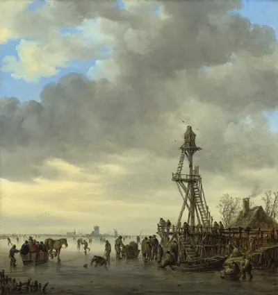 Isscen nära ett trädtorn av Jan van Goyen