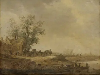 The Stop before the Inn av Jan van Goyen