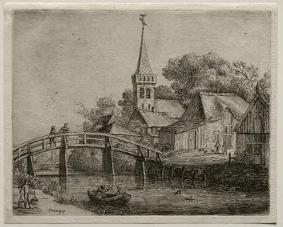 Träbron av Jan van Goyen