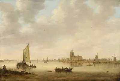 Utsikt över Dordrecht från Dordtse Kil av Jan van Goyen