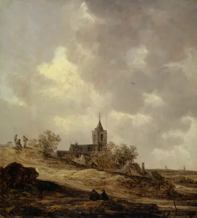 Village Church seen from the Dunes av Jan van Goyen