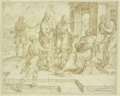 Hiob erhält die Botschaft von seinem Unglück av Maarten Van Heemskerck