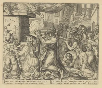 Hiob opfert für die Sünden seiner Kinder von Maarten Van Heemskerck