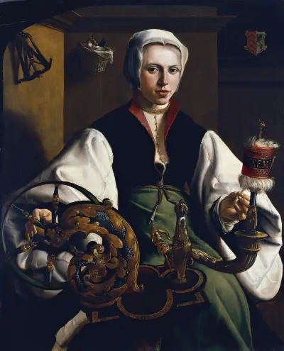 Bildnis einer spinnenden Frau von Maarten Van Heemskerck