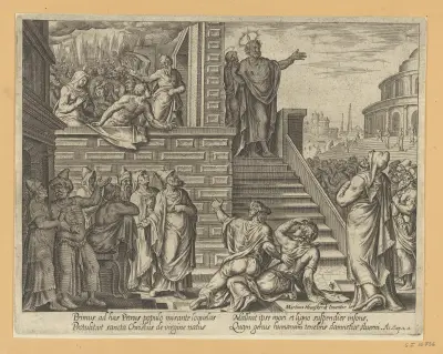 St Peter Preaching In Jerusalem av Maarten Van Heemskerck