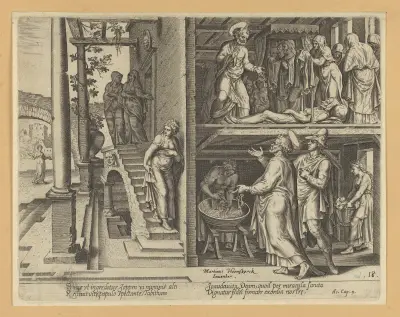 St Peter Raising Tabitha at Joppa av Maarten Van Heemskerck