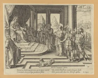 St Stephen Before The High Priest and The Council – nr 1 av Maarten Van Heemskerck
