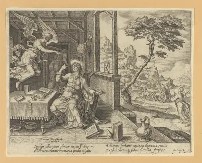 The Angel Appearing to St Philip av Maarten Van Heemskerck