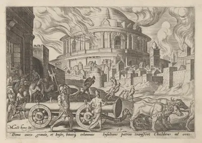 Die Chaldäer tragen die Säulen des Tempels von Jerusalem fort von Maarten Van Heemskerck